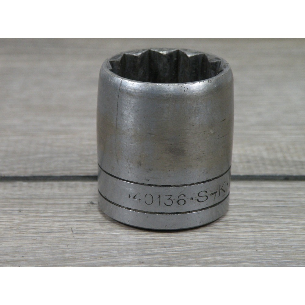S-K 40136 1-1/8" Inch 12 Point Standard Socket 1/2" Drive USA Made